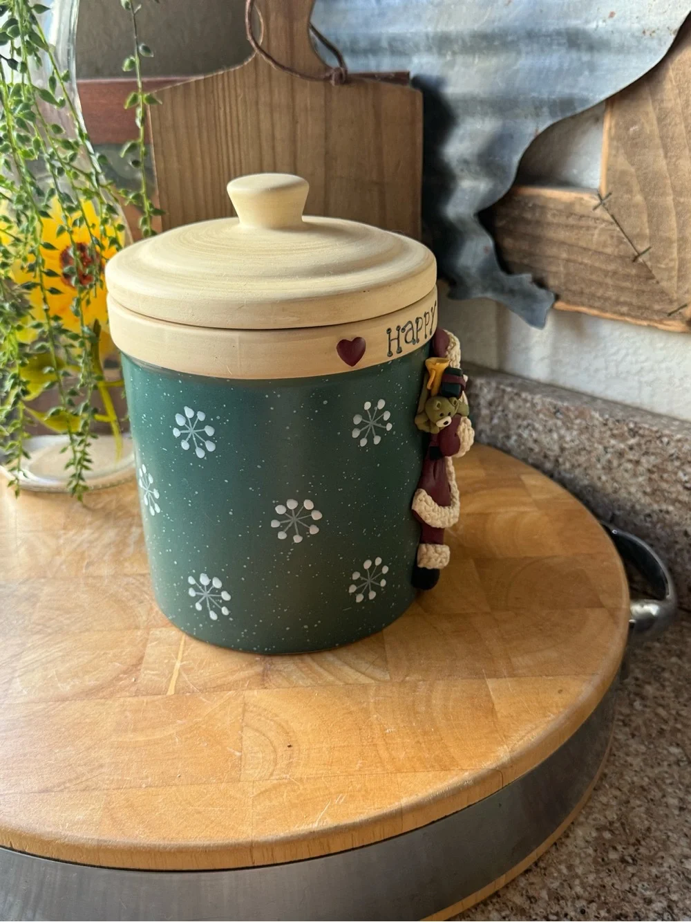 Vintage Happy Holidays Christmas Cookie Canister | Santa, Penguin & Snowman